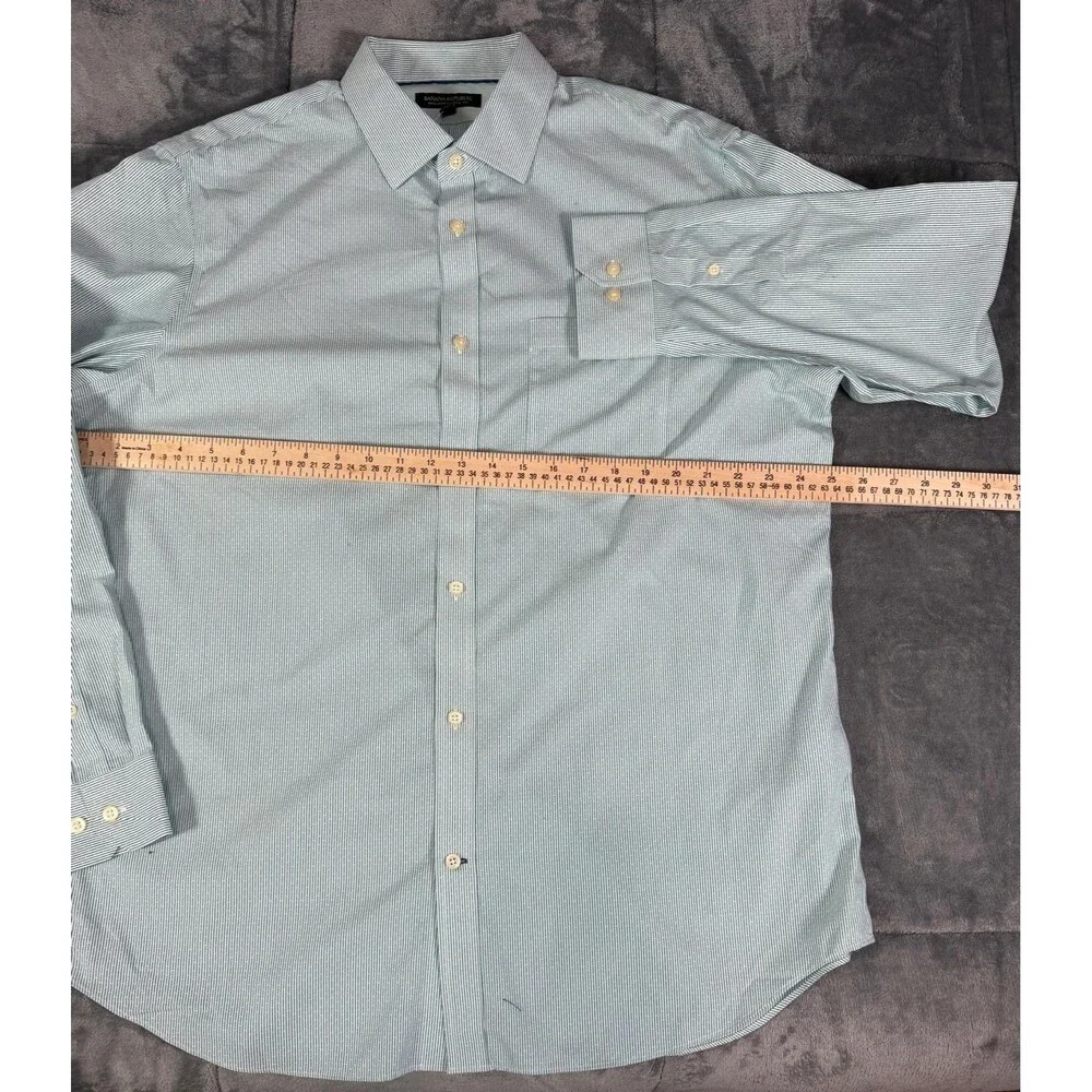 Banana Republic Mens XL NWT Green Stripe Non-Iron Classic Fit Shirt.